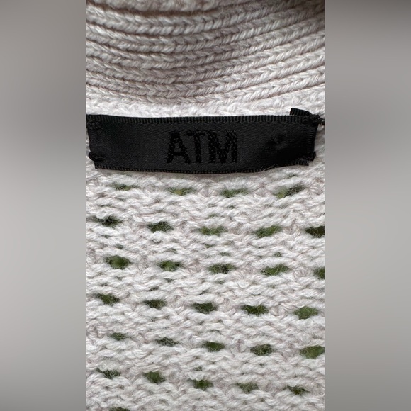 ATM Anthony Thomas Melillo 100% Merino Wool Cardigan Dusty Mauve/Chalk Sz S - Picture 6 of 11